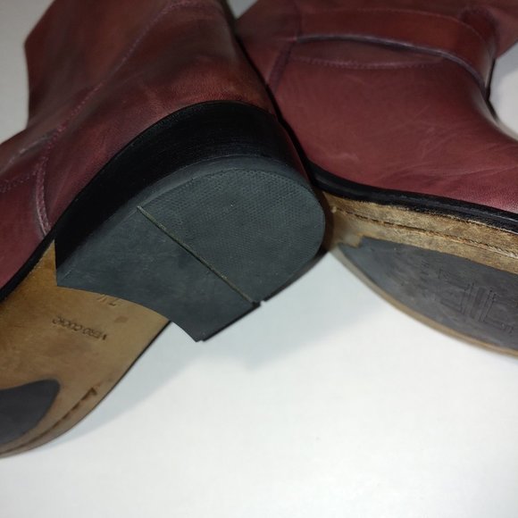 Hardy Leather Mid ,Calf Pull On Boots Size 7.5 Wine Cordovan - Picture 8 of 9